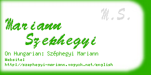 mariann szephegyi business card