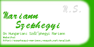 mariann szephegyi business card